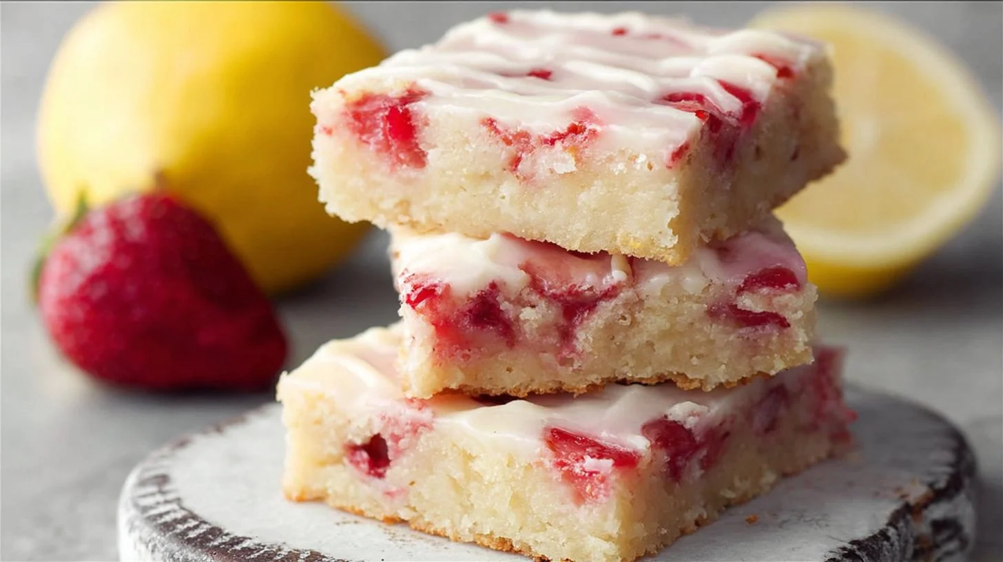 Strawberry Lemon Blondies with Fresh Citrus Flavor