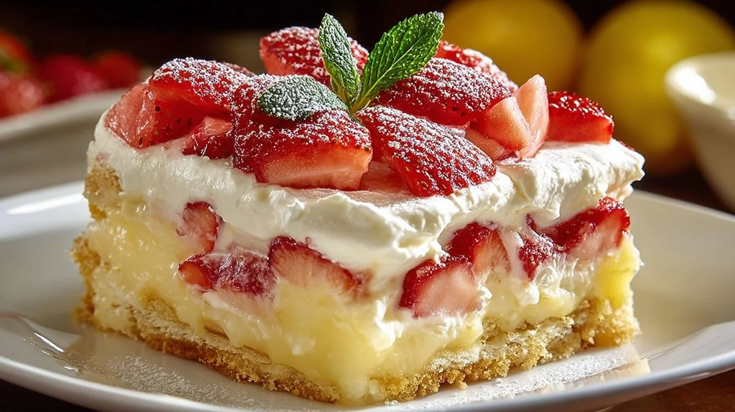 Strawberry Lemonade Lasagna with Bright Citrus Flavor