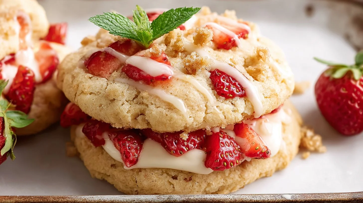 Strawberry Shortcake Cookies with a Bakery-Style Texture