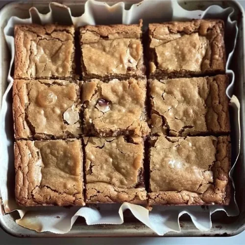 Delicious homemade blondie brownies fresh out of the oven