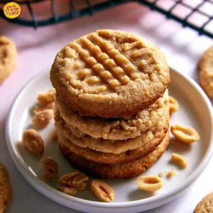 Delicious 3 ingredient sugar free peanut butter cookies on a plate