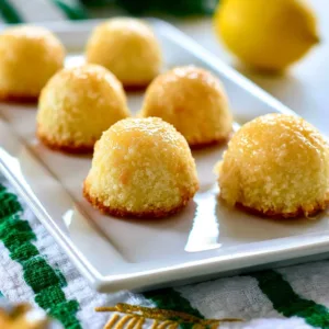 Delicious lemon drop mini cakes served on a plate, perfect for sweet treats.