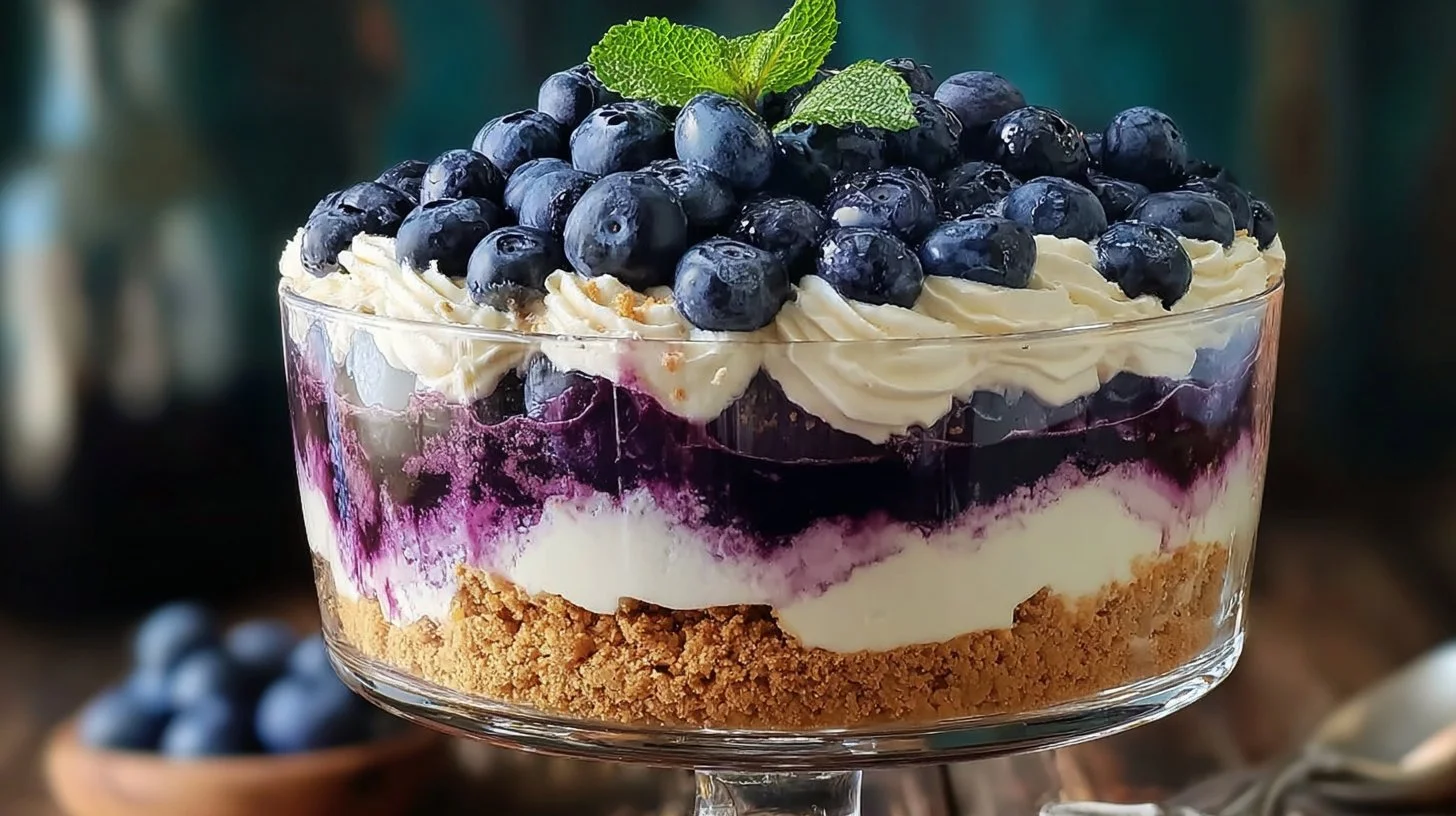 Blueberry Cheesecake Trifle with Creamy Berry Layers