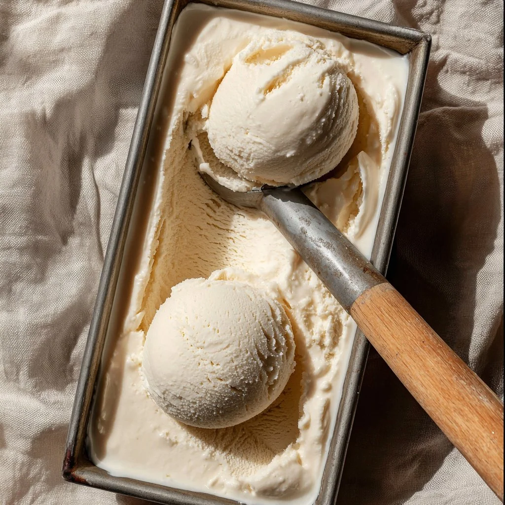 Delicious Brown Butter Cottage Cheese Ice Cream served in a bowl