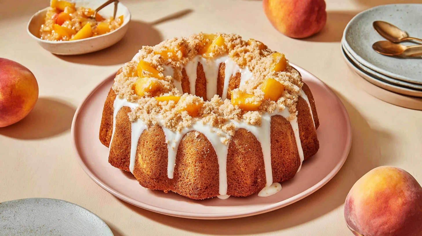 Brown Sugar Peach Cake with a Soft Crumb