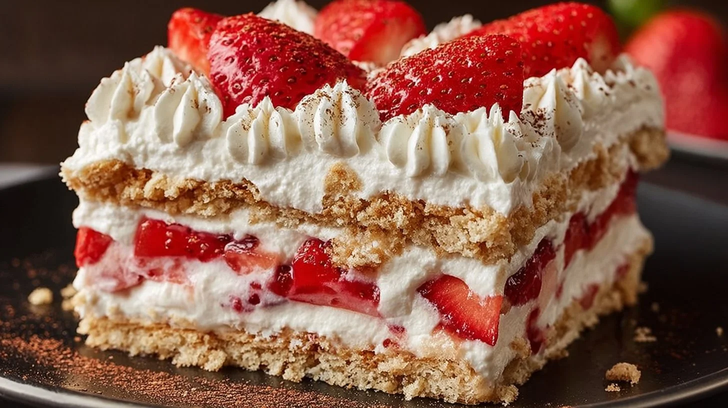 Chilled Strawberry Icebox Cake with Whipped Layers