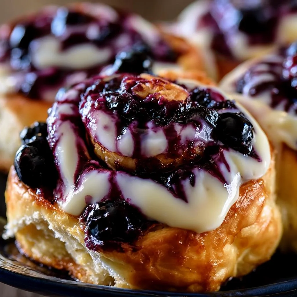 Decadent Blueberry Cheesecake Rolls with Irresistible Sweet Icing Drizzle