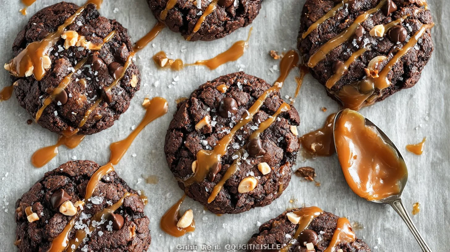 Double Chocolate Salted Caramel Cookies