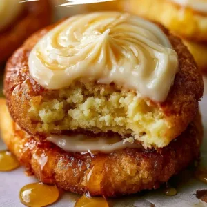Delicious easy honey cornbread cookies on a rustic wooden table