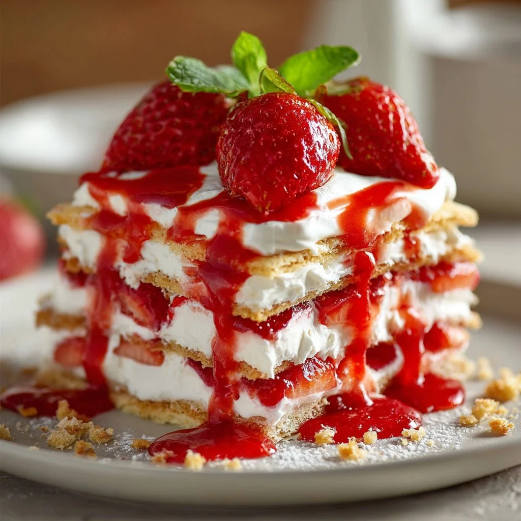 No-Bake Strawberry Lasagna