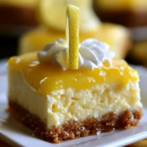 Easy Tangy Lemon Cheesecake Bars with a buttery crust and tangy lemon filling