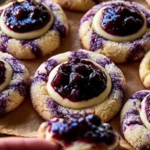 Gluten free blueberry cheesecake cookies on a plate