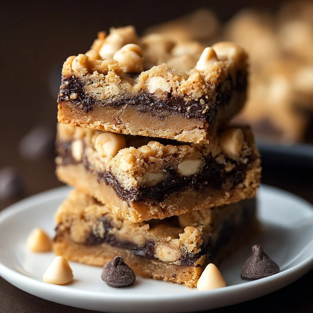 Gluten-free Chubby Hubby Bars topped with chocolate and peanut butter