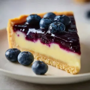 Irresistible lemon blueberry tart with fresh blueberries on a golden crust