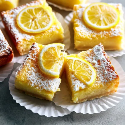 Lemon Cream Cheese Bars on a white plate, garnished with lemon slices