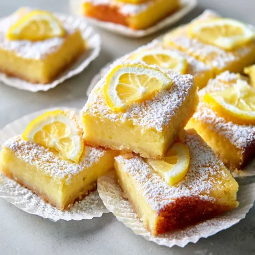 Delicious lemon cream cheese bars on a plate with lemon slices