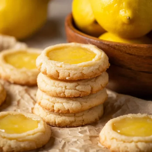 Lemon thumbprint cookies with lemon glaze on a white plate