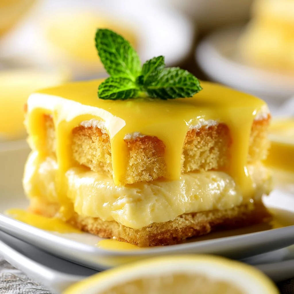 Delicious lemon tiramisu cake with creamy layers and lemon zest garnish