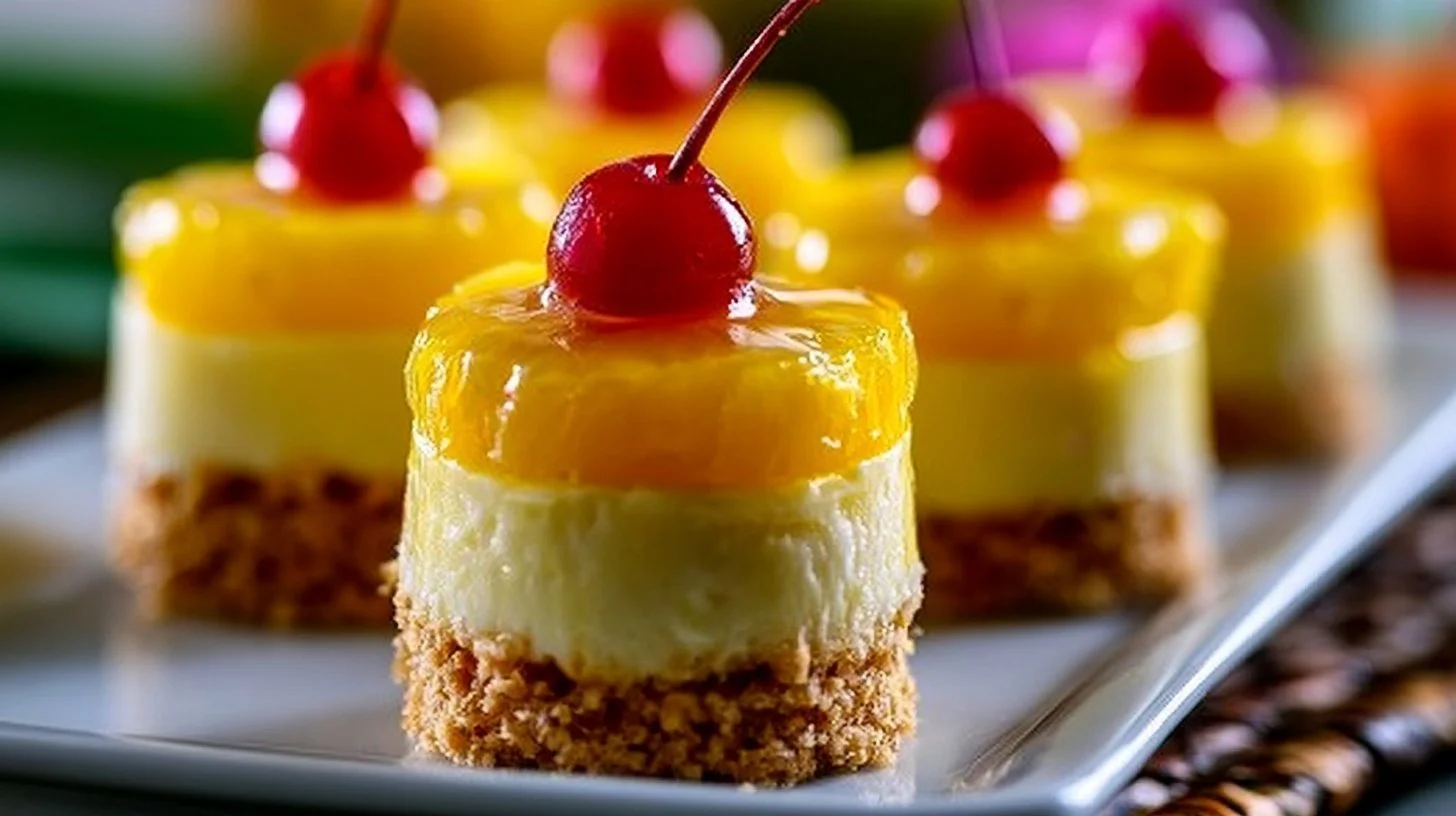 Mini Pineapple Cheesecake Cups for Hawaiian Party Desserts