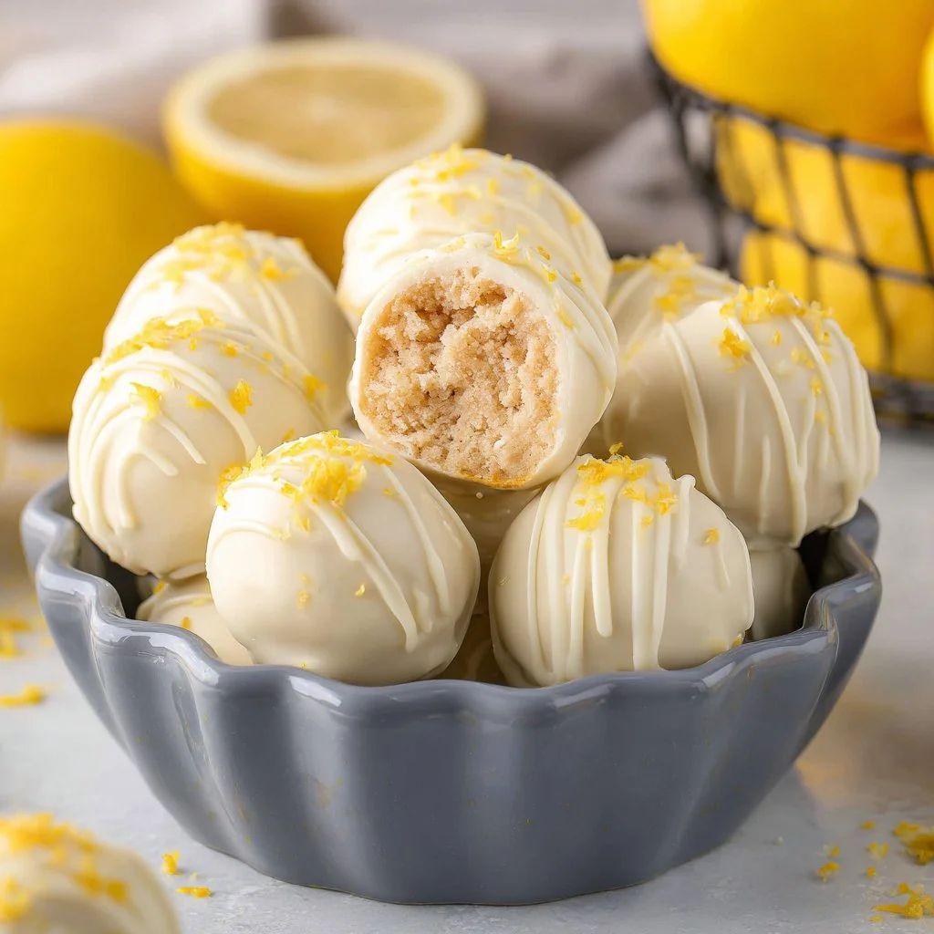 no-bake-lemon-oreo-balls-2026-06-09-144808 No-bake lemon Oreo balls decorated with lemon zest and white chocolate.
