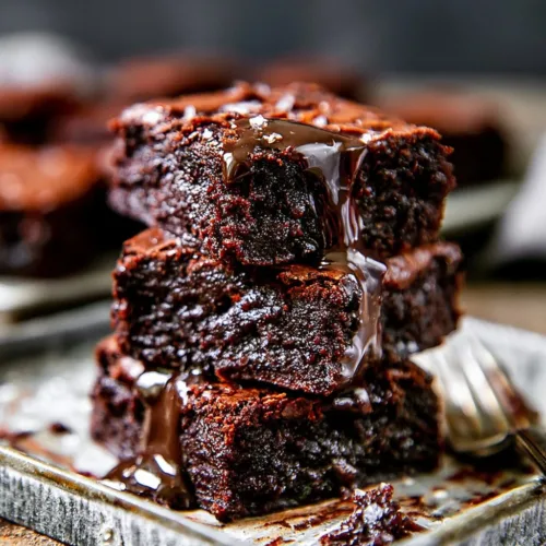 Delicious one bowl brownies fresh out of the oven, ready to enjoy.