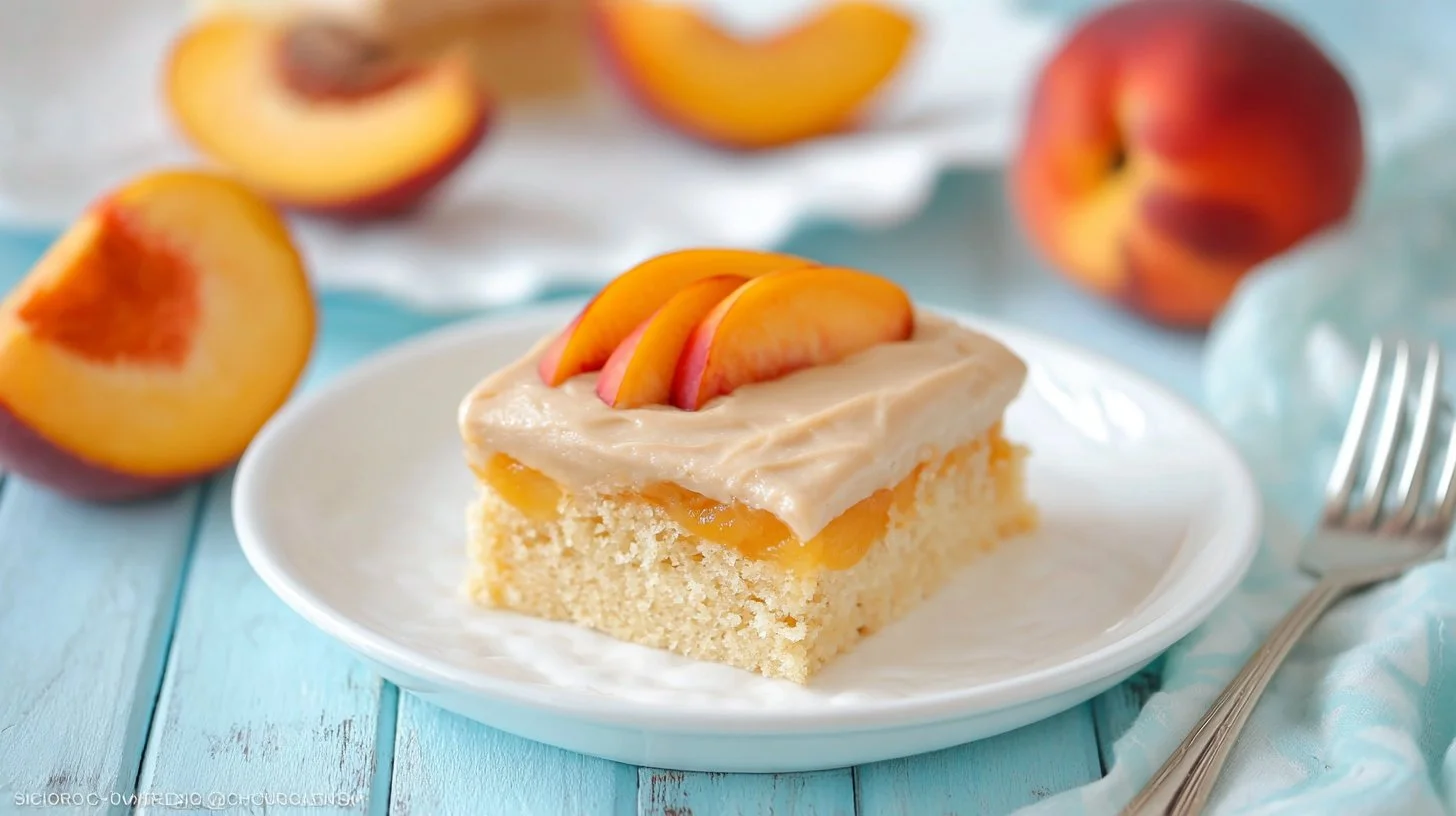 Peach Cake with Brown Sugar Frosting