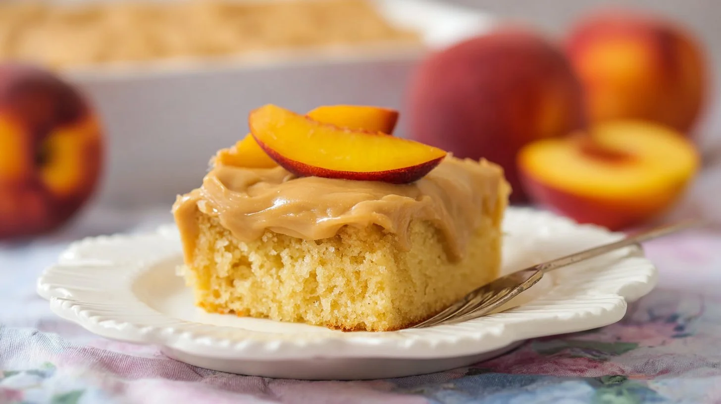 Peach Cake with Brown Sugar Frosting