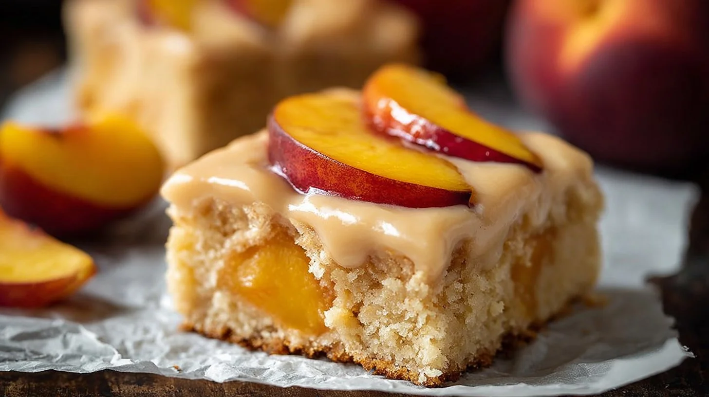 Peach Cake with Brown Sugar Frosting