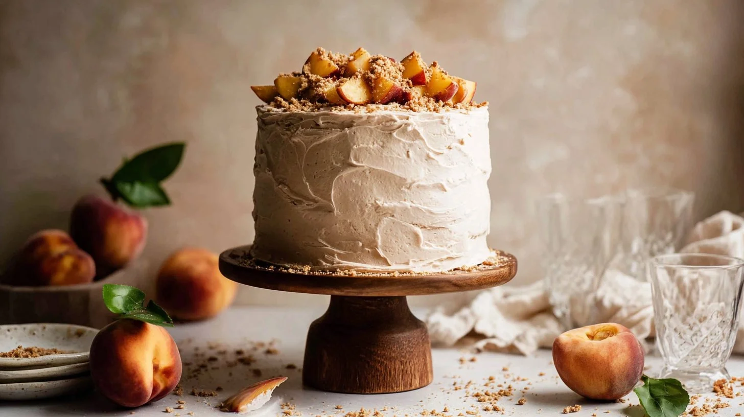 Peach Cobbler Cake with Brown Butter Frosting