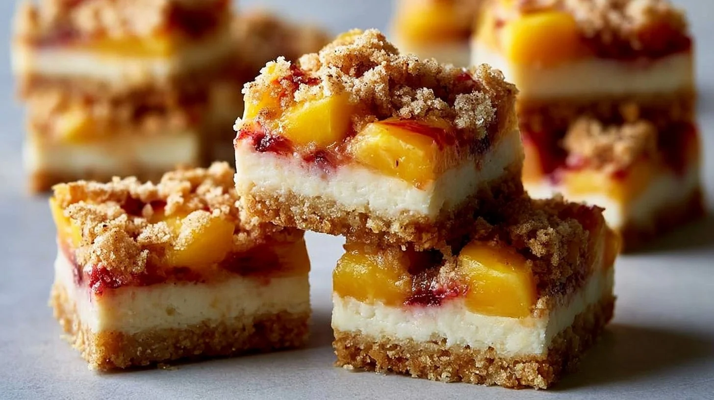 Peach Cobbler Cheesecake Bars Delight