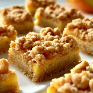 Delicious Peach Crumble Bars with juicy peaches and a buttery crumble topping