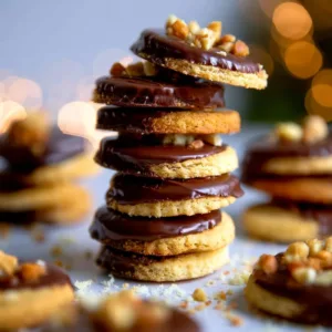 Peanut Butter and Honey Shortbread Cookies arranged on a plate