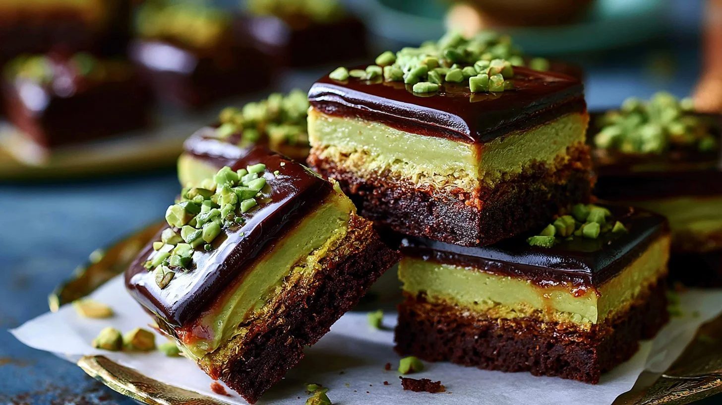 Pistachio Kunafa Chocolate Brownies
