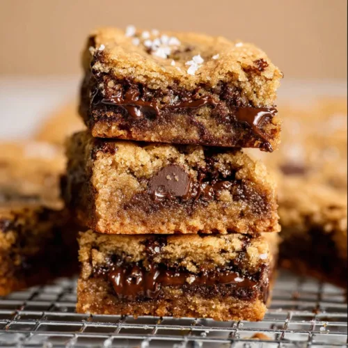 Quick sourdough dessert bars topped with chocolate and nuts