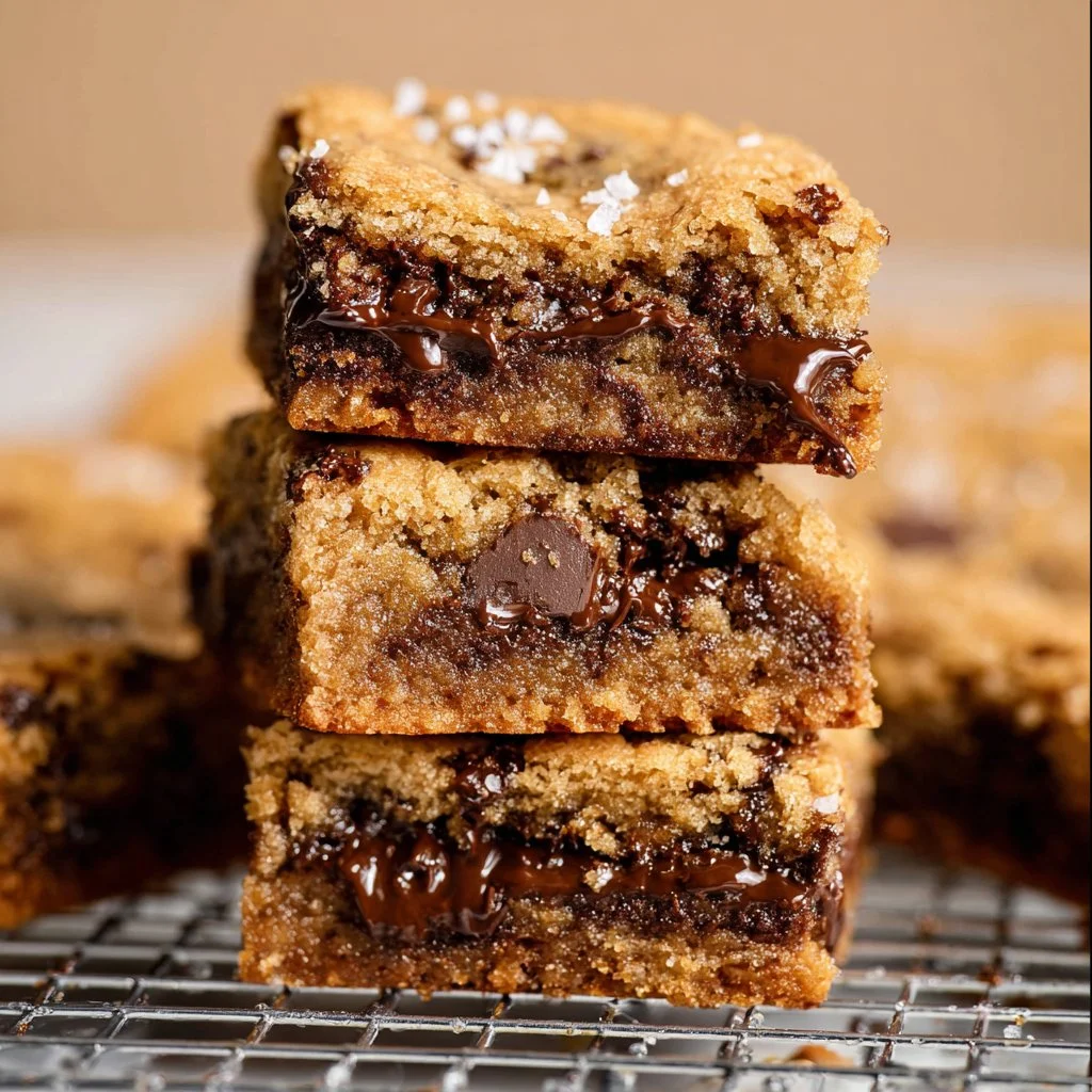 Quick sourdough dessert bars topped with chocolate and nuts