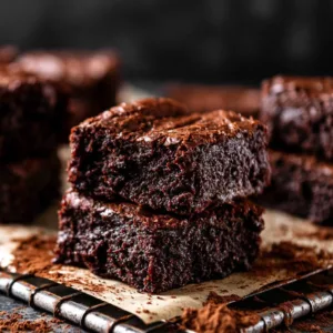 Delicious and gooey fudgy brownies on a plate