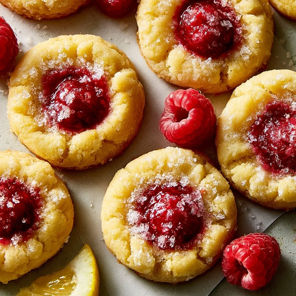 Freshly baked lemon raspberry cookies on a cooling rack