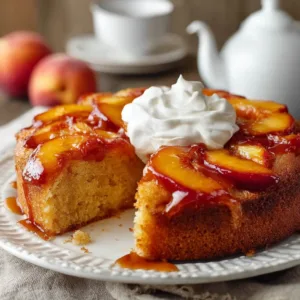 Warm peach cobbler bars topped with a scoop of vanilla ice cream