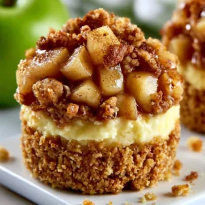 Apple Crisp Mini Cheesecakes 2 Apple Crisp Mini Cheesecakes with apple topping and crunchy crust