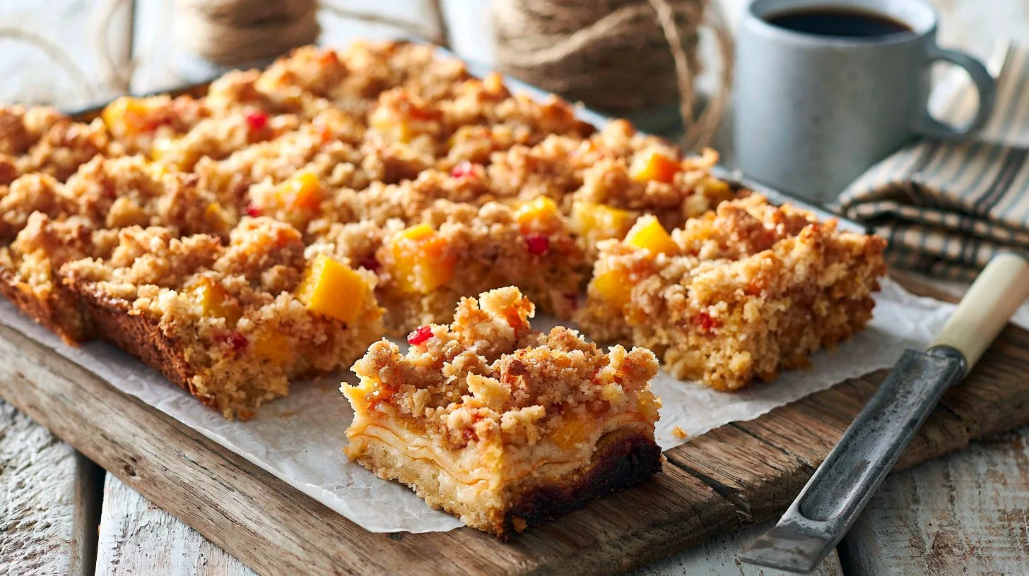 Easy Peaches and Cream Crumble Bars 1 Peaches and Cream Crumble Bars