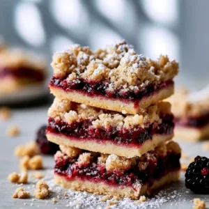 Delicious homemade Blackberry Crumb Bars with a golden crumb topping