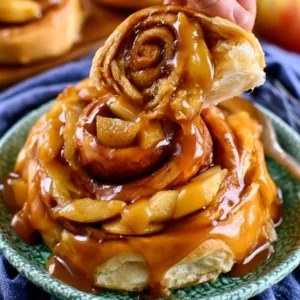 Deliciously baked caramel apple cinnamon rolls with a sweet glaze