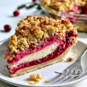 Cranberry Cream Cheese Crumb Pie with festive toppings