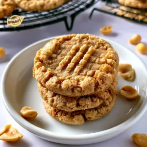 Delicious easy 3 ingredient peanut butter cookies on a baking sheet