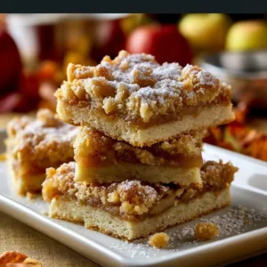 Delicious homemade apple crumble bars with a crumbly topping and apple filling