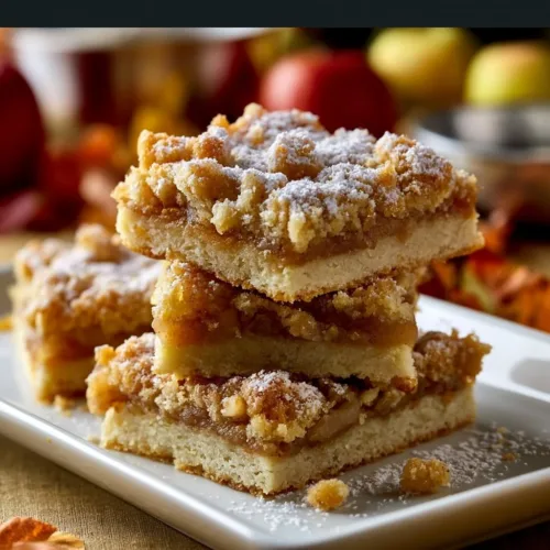 Delicious homemade apple crumble bars with a crumbly topping and apple filling