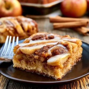 Delicious Easy Cinnamon Apple Cake with a warm cinnamon aroma and apple chunks.