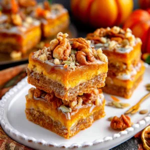Easy Pumpkin Magic Bars 3 Delicious easy pumpkin magic bars with layers of pumpkin and chocolate toppings