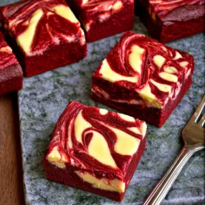 Delicious easy red velvet cheesecake brownies with a creamy layer