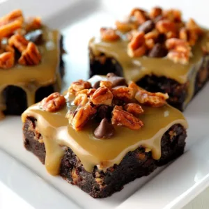 Easy Turtle Brownies 2 Delicious easy turtle brownies topped with caramel and pecans